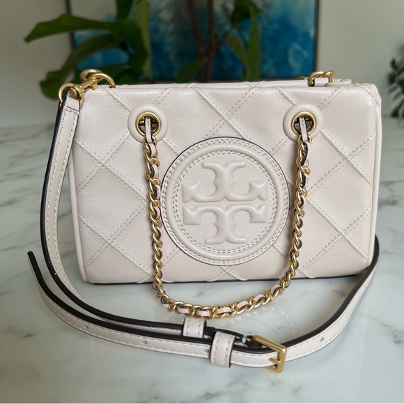 Tory Burch Fleming Soft Mini Chain Tote New Cream - Picture 1 of 16